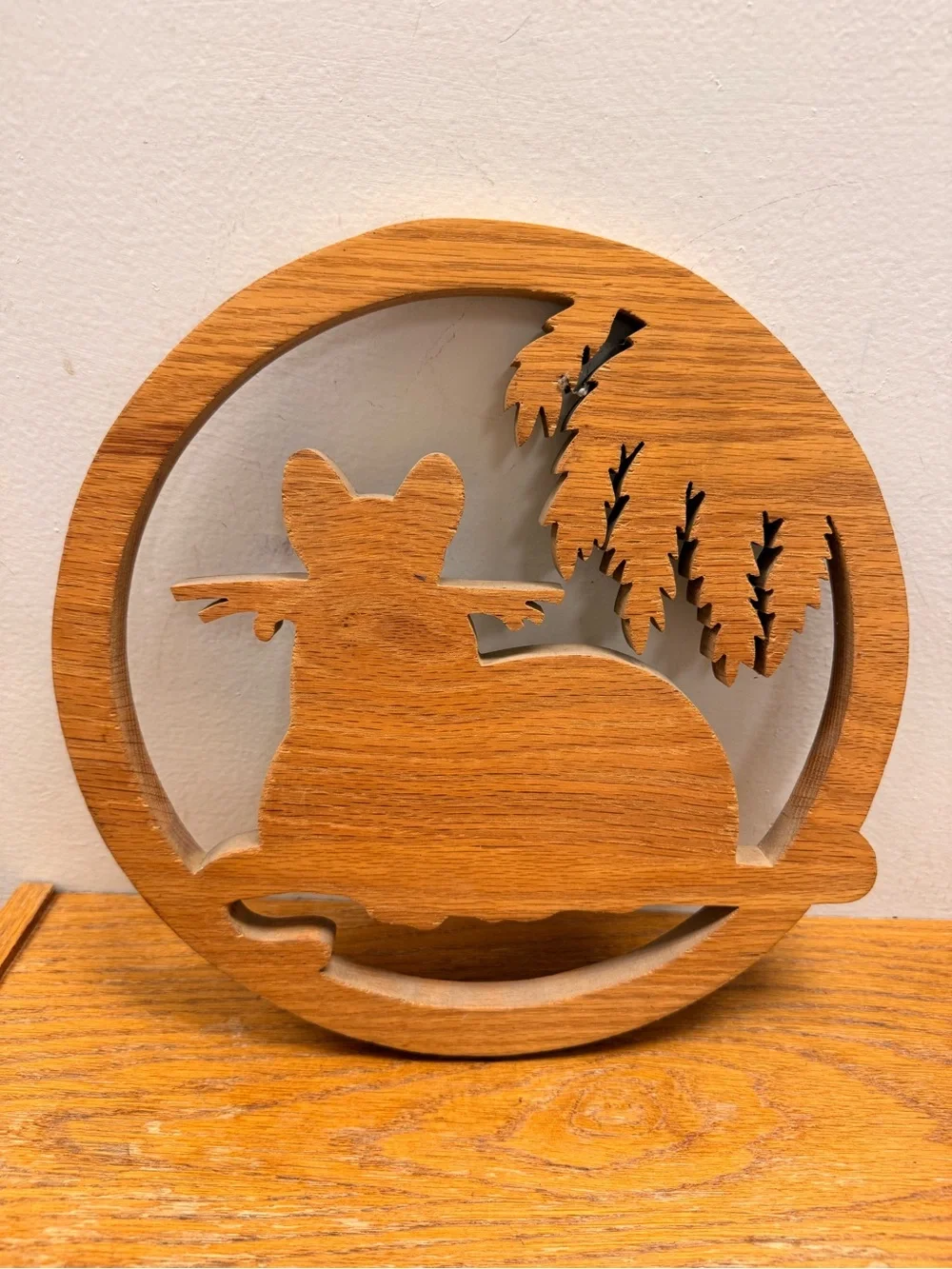 Vtg 13” Cat Silhouette Wood 3D Wall Decor Kitschy Art